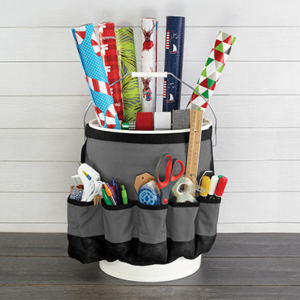 gift wrap organizer with gift wrap in it