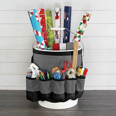 gift wrap organizer with gift wrap in it