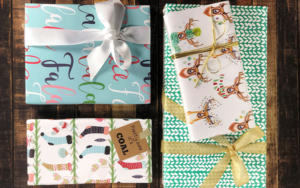 An assortment of wrapped presents for a school fundraising
