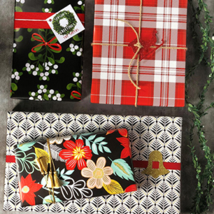 Plaid and Flower wrapping paper
