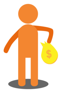 a person with a money bag