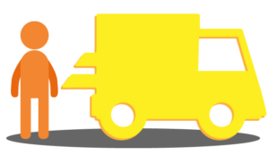 a person standing next to a truck icon