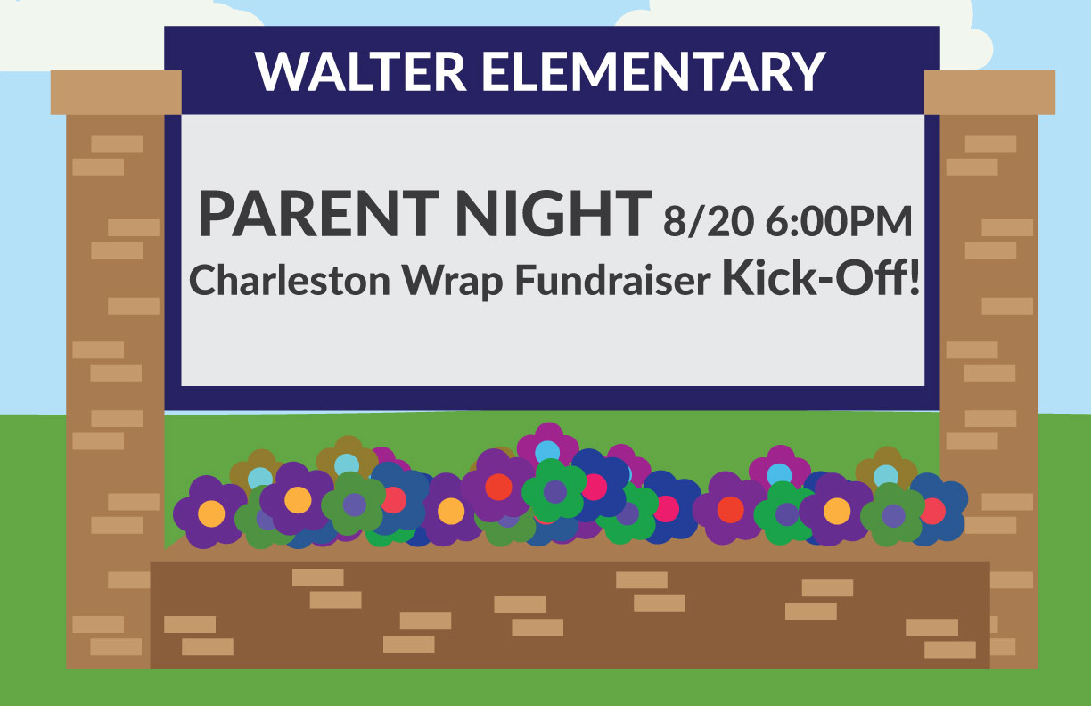 Parent Night Sign in light colors with meeting details. Not current information.