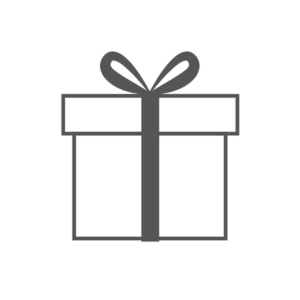 A vector illustration of a gift box icon, featuring a decorative ribbon and a simple, elegant design.
