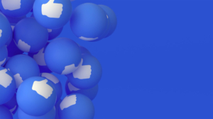 A collection of blue spheres featuring a thumbs up symbol, conveying positivity and approval in a vibrant display.