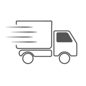 Line icon of a delivery truck, representing logistics and transportation services in a simple vector illustration.