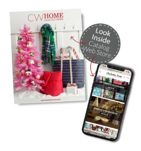 Look Inside. Catalog Web Store. CW Home Catalog cover displaying a warm, inviting interior decorated for the holiday season with lights and ornaments. Fall 2025.