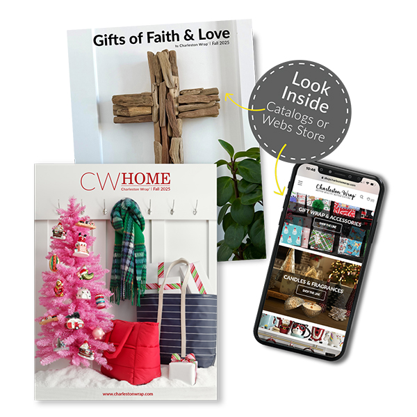 Faith Collection and CW Home catalogs with a mobile store preview.